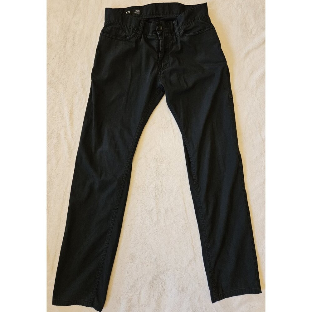 Oakley Mens Black Stretch Pants 31W/32L Slim Straight Fit Cotton Blend
